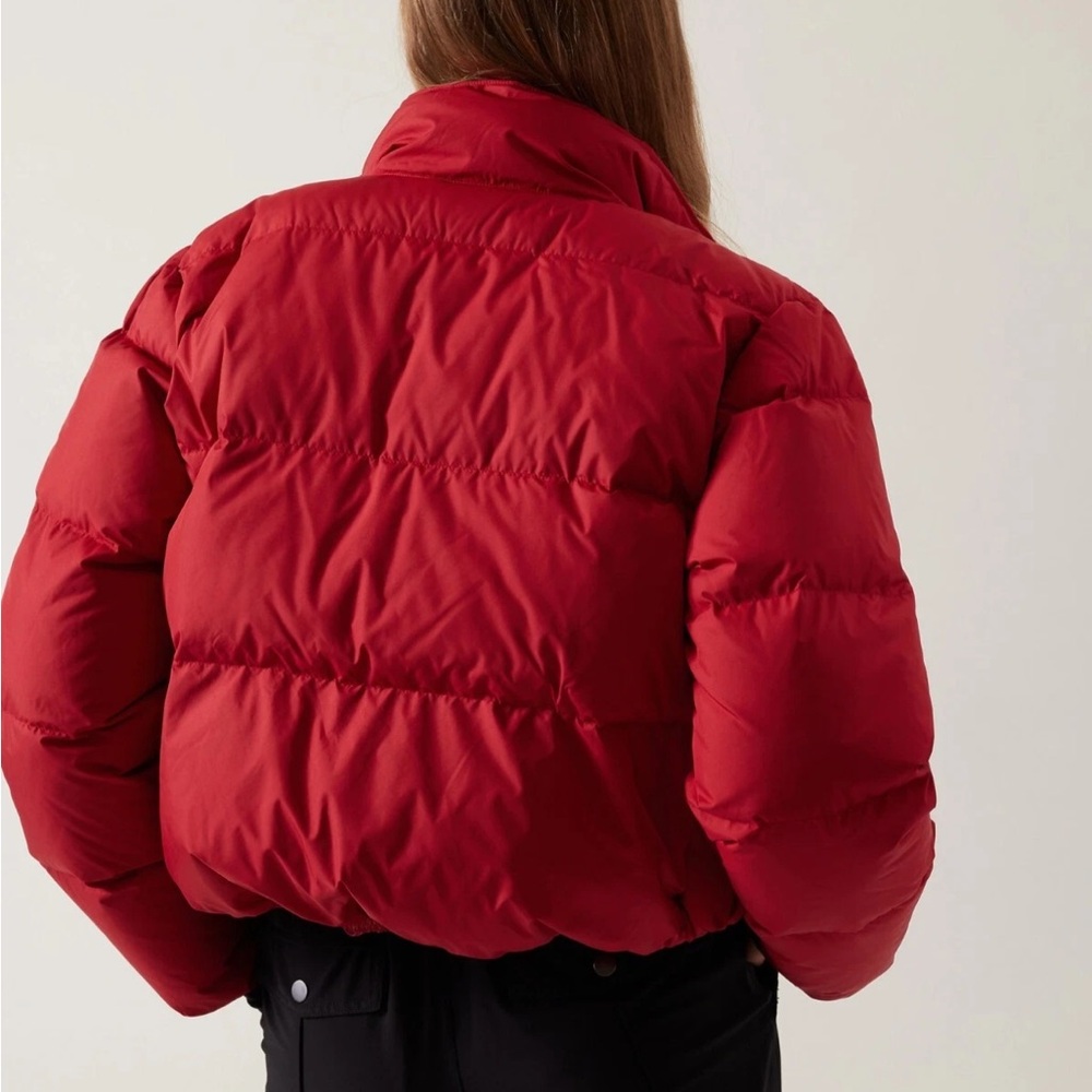 $200 New Athleta Red Summit Down Full zip / Snap Jacket - Candy Red - Womens XL - Picture 2 of 14